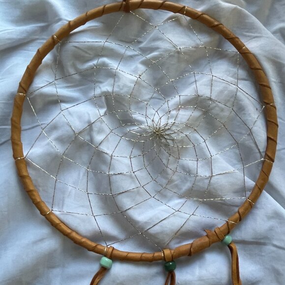Lot of 5 Dreamcatcher Style Wall Hangings Leather Wrapped Hoops Beads & Feathers - Picture 10 of 10